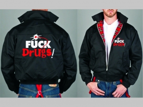 Fuck Drugs Bunda Harrington s hrejivou podšívkou farby RED TARTAN, obojstranné logo (s kapucou iba v čiernej farbe je za 42,90euro!!)